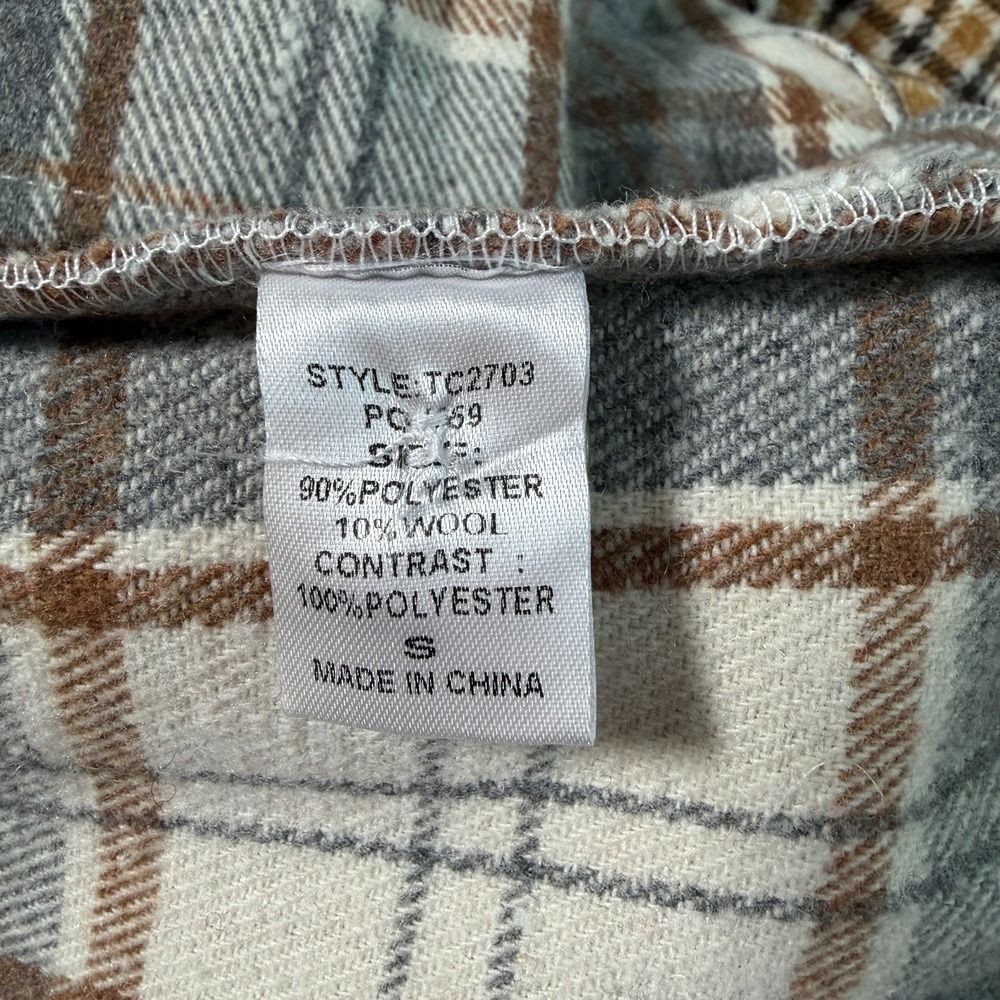 GiGiO Womens Patchwork Plaid Shacket Sz S Oversized Layering Cozy Outdoors - Picture 8 of 9
